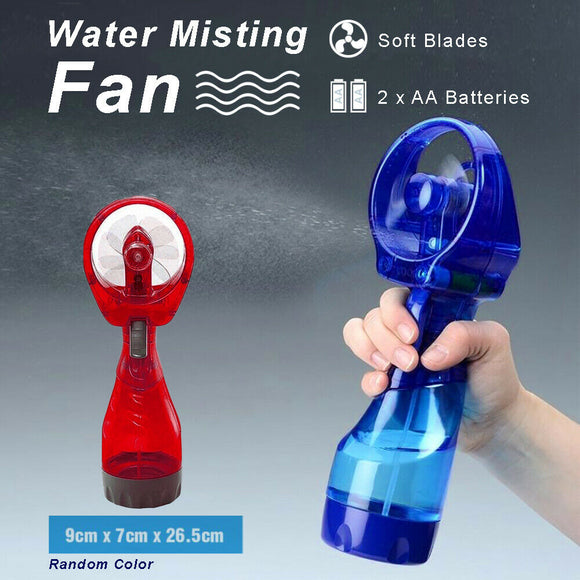 Battery Operated Handheld Water Spray Cooling Misting Fan Portable Travel Gadget