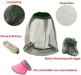 2pcs MOSQUITO HAT NET Head Protector Bee Bug Mesh Insect Fishing Wide Brim Cap