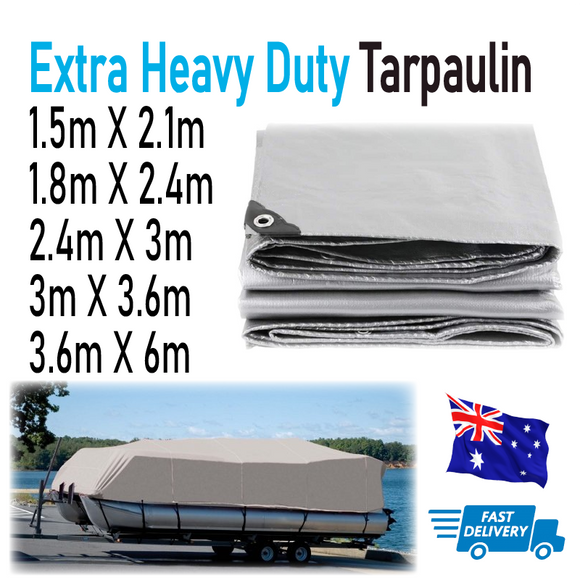 Grey Tarpaulin Tarp Canvas Waterprood Camping Poly Tarps Cover Sheet Truck UV PE