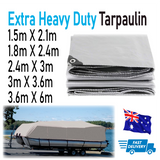 Grey Tarpaulin Tarp Canvas Waterprood Camping Poly Tarps Cover Sheet Truck UV PE