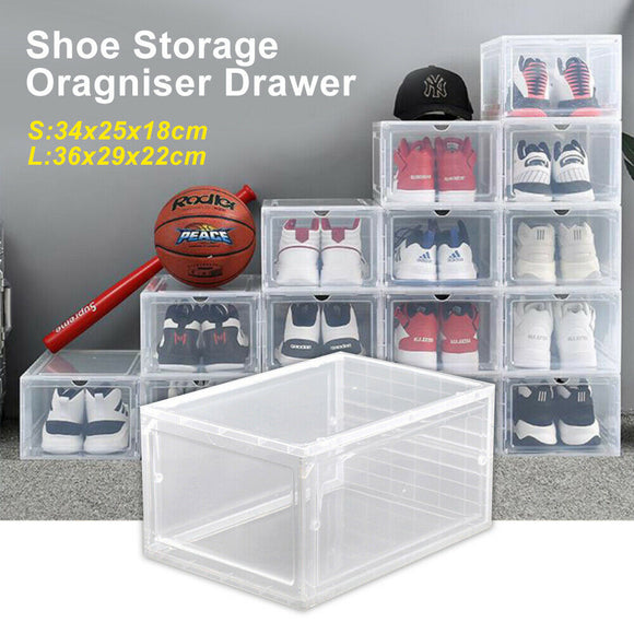 10pcs Shoe Drawers Cases Rack Storage Hard Plastic Cabinet Boxes Organiser Drawer