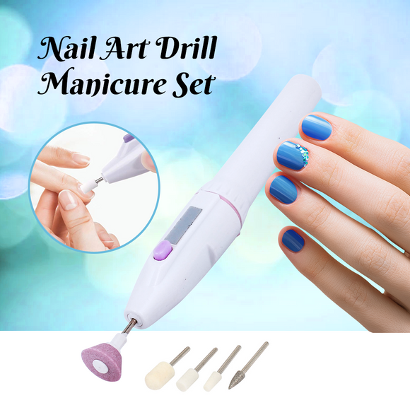 Nail Art Drill Tips Manicure Set Kit File Grinder Polisher Battery Beauty Tool