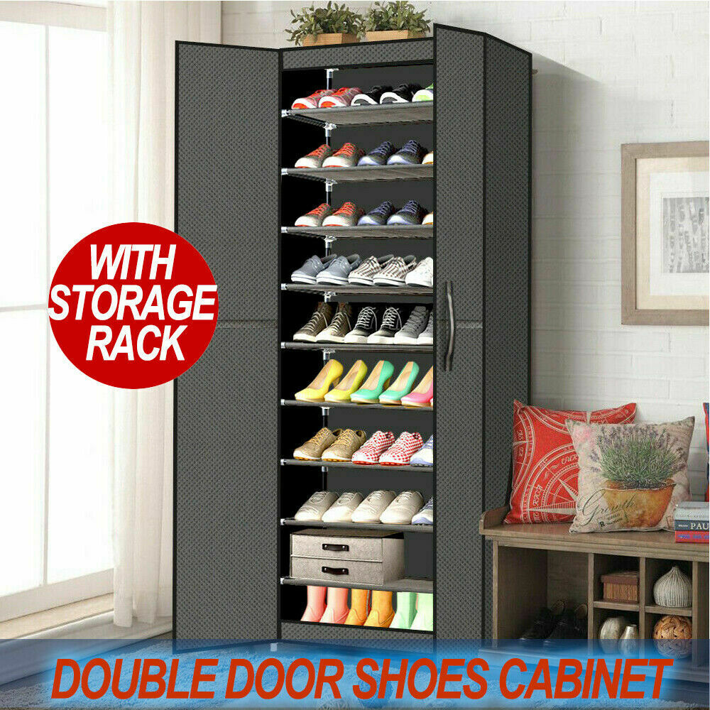 10 Tiers Shoe Rack Stackable Storage Holder Fabric Cabinet Wardrobe Or ...
