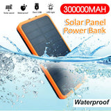 300000mAh Portable Solar Charger Dual USB External Battery Power Bank Waterproof