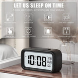 Battery Operated LED Display Digital Alarm Clock Snooze Date Temperature Snooze