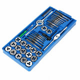40PCS TAP & DIE SET HARDENED METRIC Screw Thread Taper Drill Tool Kit Blue NEW
