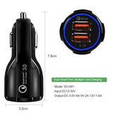 Fast Car Charger USB Quick Charger 2 Port Qualcomm QC3.0 Lighter Socket Black