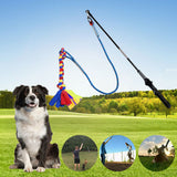 Outdoor Play Fun Interactive Dog Flirt Pole Extendable Teaser Wand Tug Toy Rope