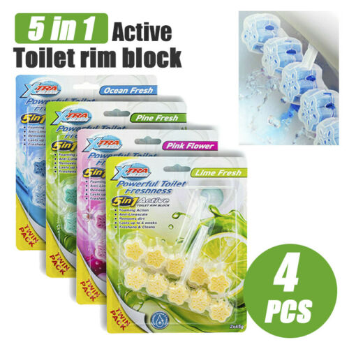 Xtra Kleen® 4PK Toilet Clip On Deodorisers Cleans Freshens Hygienic Fragrant