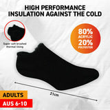 Size 6-10 Ankle Socks Brushed Thermal Cushioned Super Soft Black Adult 6PK