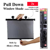 2x Pull Down Window Shade Car Rear Side Window UV Protection 40cm x 45cm