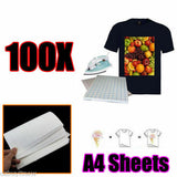 5/10/20/50/100 sheets A4 Iron Heat Transfer Paper For The Dark Cotton T-shirt