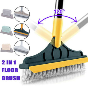 2 in 1 Floor Brush- Scrub Brush Bath Wiper 120° Rotating Head Home Cleaning Tool