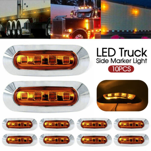 10PCS Amber SMD 4 LED Truck Side Marker Light Clearance Lamp Trailer 12/24v AU