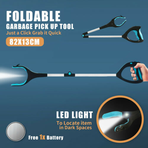Foldable & Extendable Pick Up Grabber Reacher Stick Reaching with LED