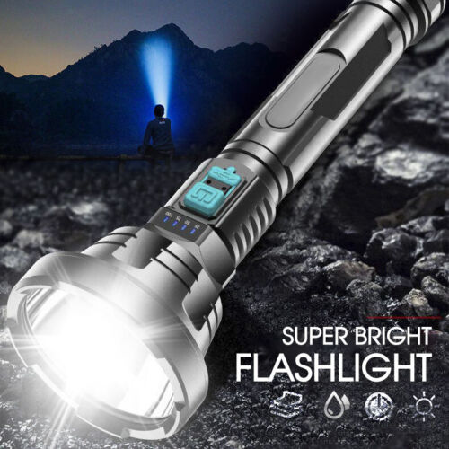 90000LM LED Light Super Bright USB Rechargeable Tactical Flashlight Torch
