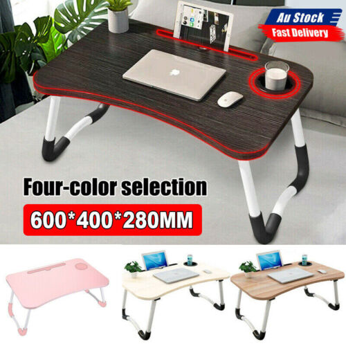 Laptop Stand Table Foldable Desk Computer Study Adjustable Portable Cup Slot NEW