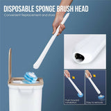 Disposable Bathroom Toilet Brush Holder Creative Cleaning Sponge Scrubber Set