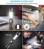 2x Super Bright Tactical Flashlight Rechargeable COB Torch Light Magnetic Light