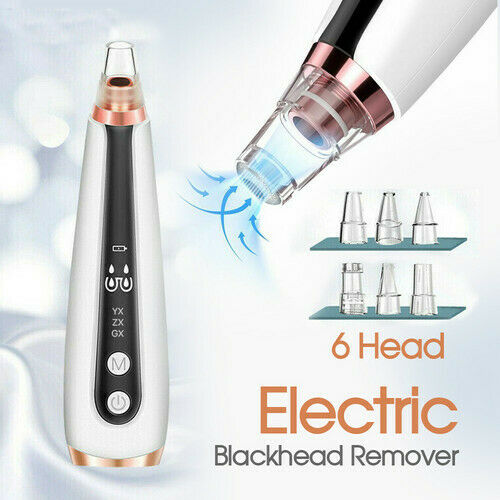 Blackhead Remover 6 Heads Face Electric USB Facial Pore Vacuum Derma Suction