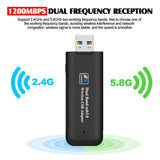 USB 3.0 Wireless 1200Mbps WiFi Network Receiver Adapter 5GHz Dual Band Dongle