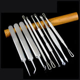 9pcs Curved Blackhead Acne Clip Needle Tweezers Pimple Popper Extractor Remover