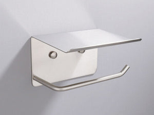 304 Stainless Steel Toilet Roll Holder Paper with Shelf Bathroom Wall Mounted