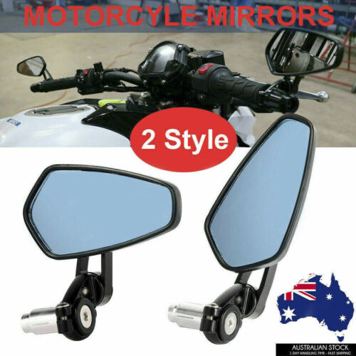 Universal Motorcycle bike Bar End Rear Side View Mirrors Cafe Racer Black 7/8