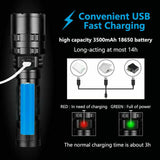 150000LM CREE L2 LED Tactical Flashlight USB Rechargeable Camping Hunting Torch
