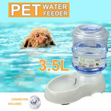 Automatic Water & Food Pet Dog Cat Puppy Dispenser Feeder Bowl Bottle 3.5L