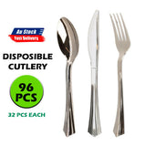 96Pcs Cutlery Set Disposable Premium Quality Metallic Party Birthday Events