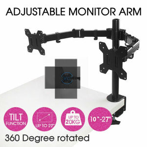 Dual HD LCD Screen TV Holderp LED Desk Mount Monitor Stand 2 Arm Display Bracket