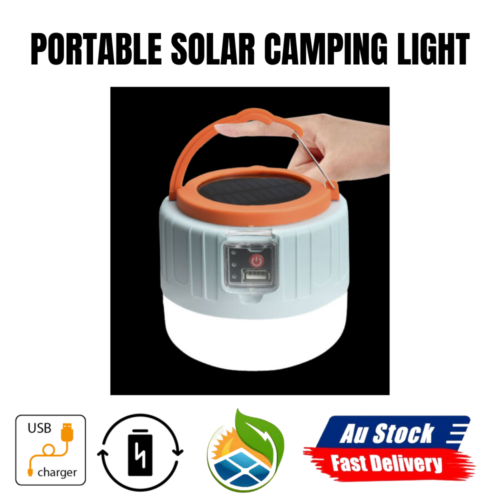 Portable Rechargeable LED Solar Camping Light Lantern Outdoor Tent Lamp USB