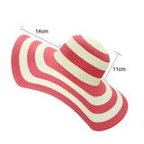 Fashion Women Sun Hat Foldable Wide Brim Stripe Contrast Beach Hat Sun Cap AU