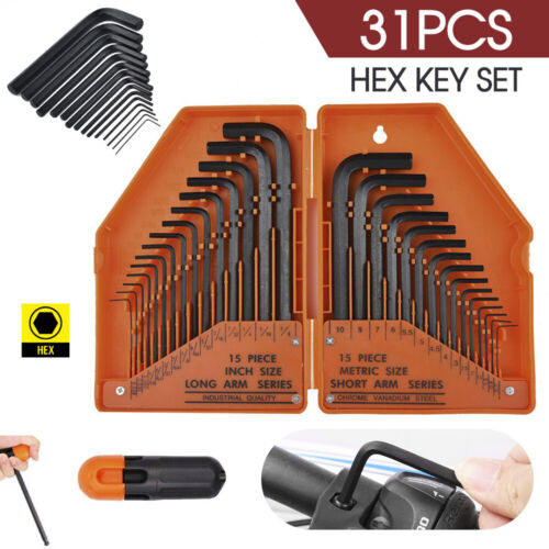 31Pc Allen Key Set Metric & Imperial Combination Hex Wrench Keys With T-Handle