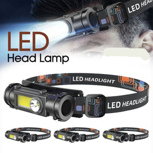 Head Torch LED Headlight COB Camping Headlamp USB Rechargeable Flashlight 4Pcs