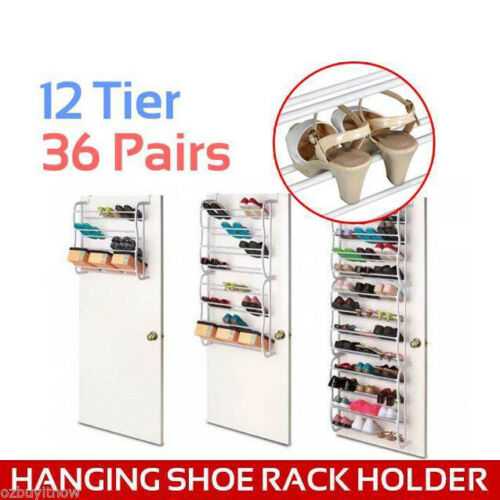 36 Pairs Over The Door 12 Tiers Stackable Storage Shoe Rack Holder