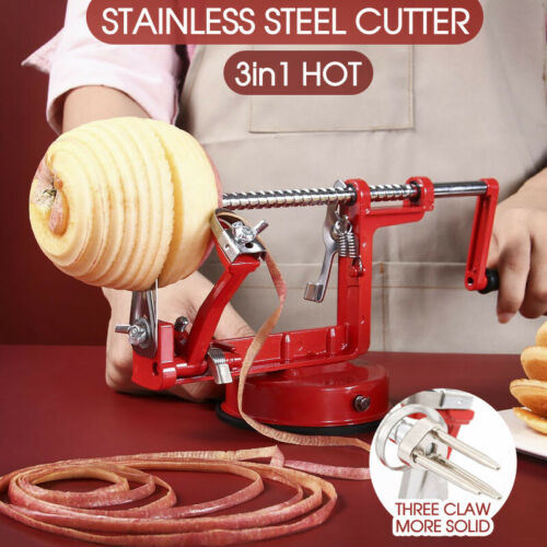 Kitchen Tool Apple Peeler Slinky Machine Fruit Cutter Slicer Corer 3 in 1 Red