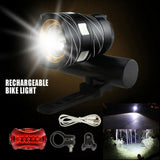 15000LM Bike Front Rear Light USB Rechargable Lamp Flashlight Bicycle LED