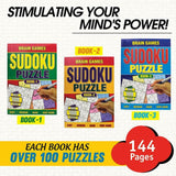 3x Brain Games A5 Sudoku 144pg Activity Books