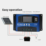 50/100A Solar Panel Charge Controller 12V/24V Regulator Auto Dual USB Mppt