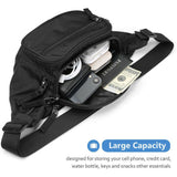 Waist Pouch Travel Bum Fanny Bag Black W/ small side pocket Belt Sports Wallet