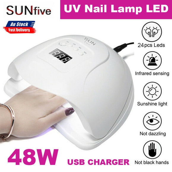 48W USB SUN FIVE UV Nail Lamp LED Light Gel Polish Dryer Curing Manicu ...
