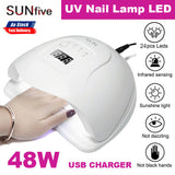 48W USB SUN FIVE UV Nail Lamp LED Light Gel Polish Dryer Curing Manicure Machine