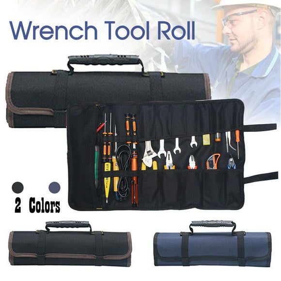 22 Pocket Tool Wrench Tool Roll Spanner Case Canvas Storage Bag Up Fold